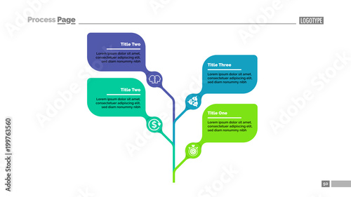 Four leaves tree metaphor process chart template for presentatio