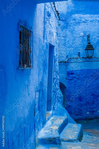 Street and house in blue