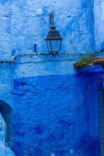 Street and house in blue