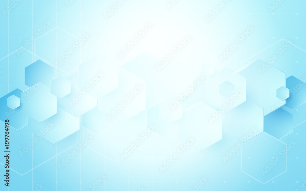 Abstract geometric hexagons shape. Science concept background