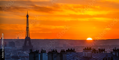 Eiffel tower in the sunset