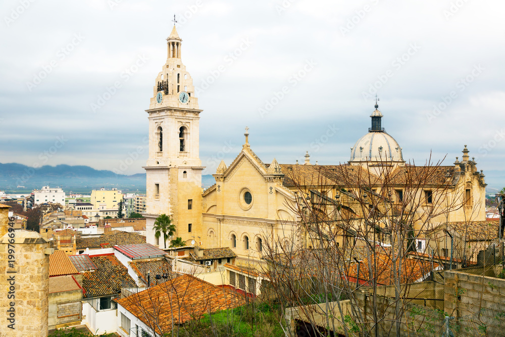 View on city and church in Xativa