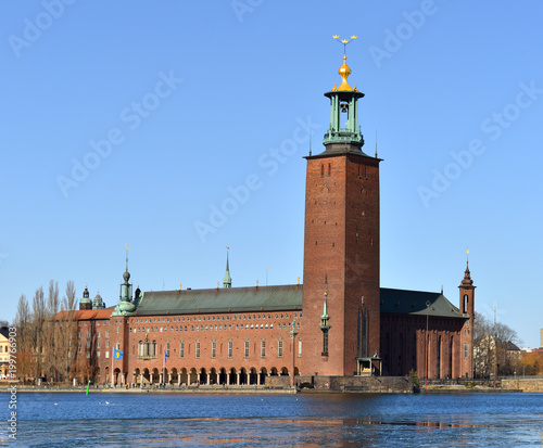 Photography Stockholm City Hall (1923), building of Municipal Council for City of Stockholm in Sweden