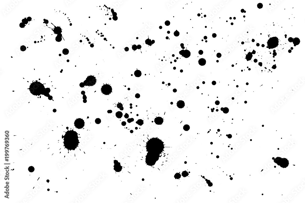 Ink drop splats isolated on white background - obrazy, fototapety, plakaty 