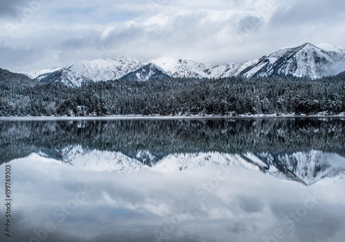Eibsee lake reflections during winter