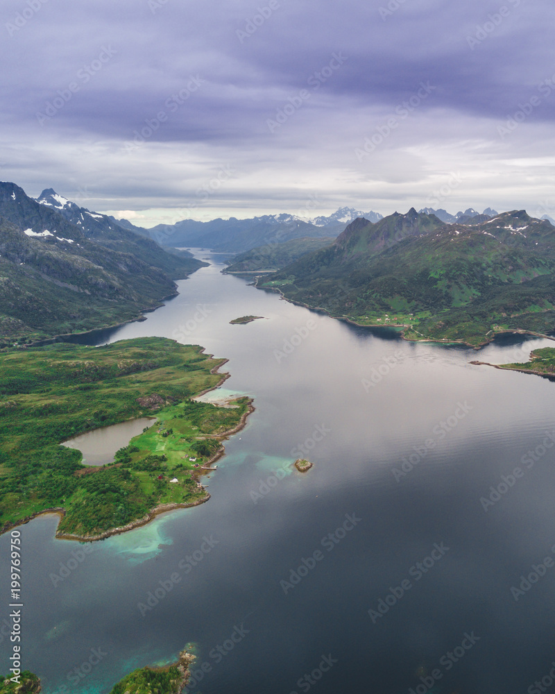 Aerial view mountain landscapes on the Norwegian Sea Aerial view mountain landscapes on the Norwegian Sea
