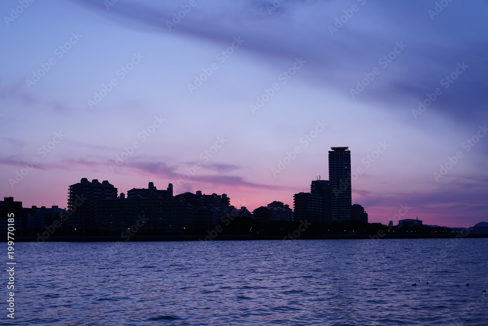 福岡市西区の夜景都市風景
