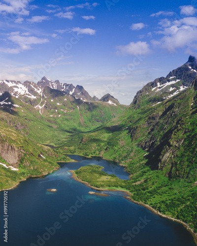 Fototapeta Naklejka Na Ścianę i Meble -  Aerial view mountain landscapes on the Norwegian Sea