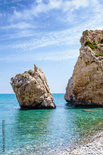 Fototapeta Naklejka Na Ścianę i Meble -  Aphrodite's Rock beach near Cyprus island