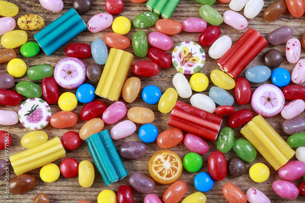 Colorful candies on the table Colorful candies on the table