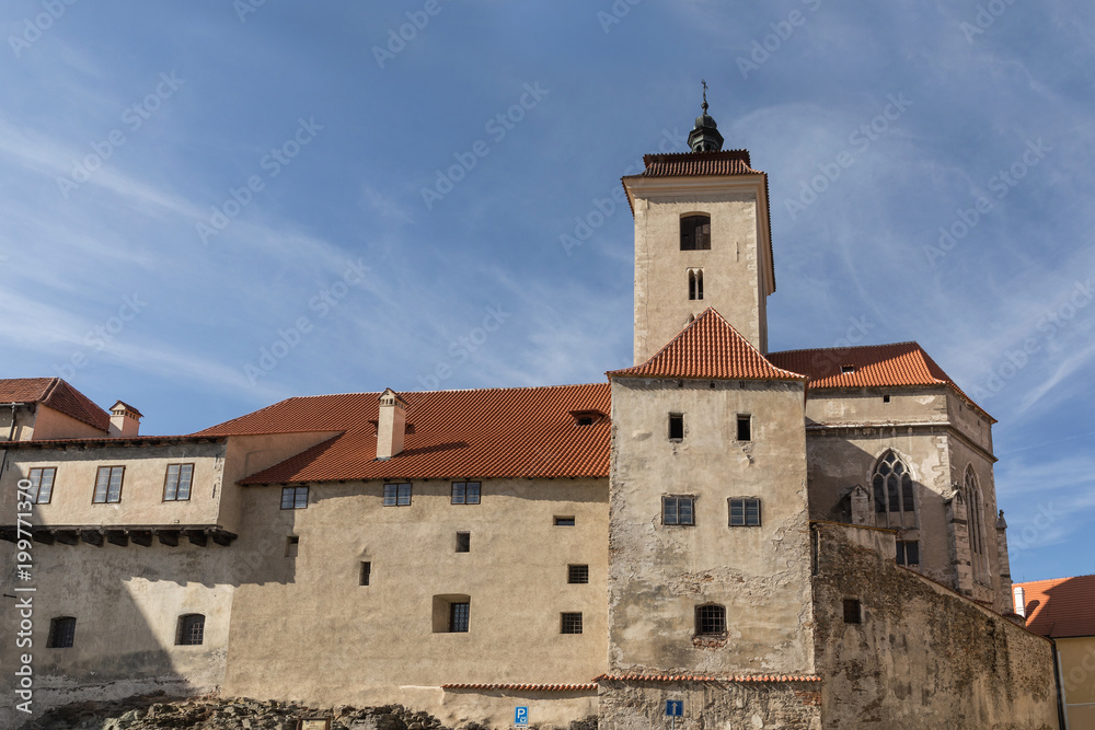 Castle Strakonice - city castle. The medieval castle in Strakonice city at spring time. Czech Republic.