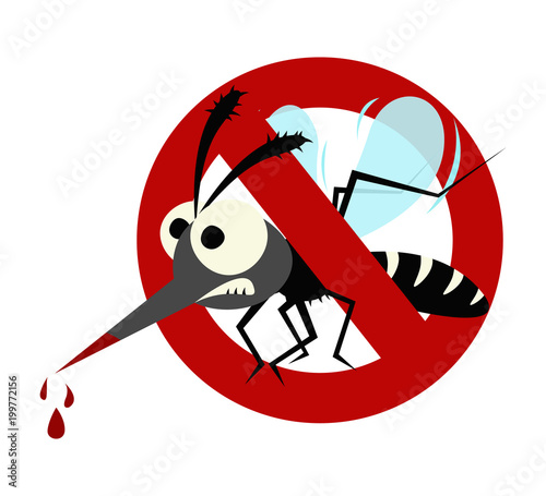 mosquito prohibited warning sign isolated on white background.