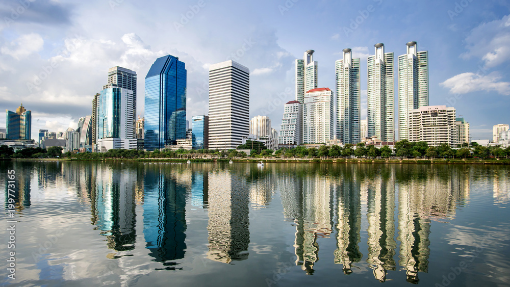 Bangkok city - Cityscape downtown  Business district urban area  ,reflection landscape Bangkok Thailand