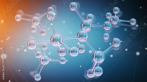 Modern digital molecule structure 3D rendering