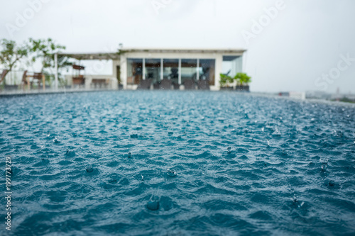 Pool in Yogyakarta during rain