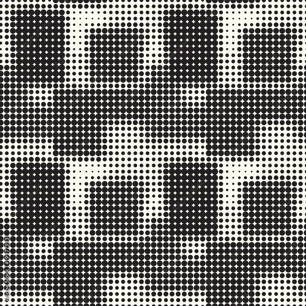 Seamless pattern halftone design. Modern textile print with dots. Vector fashion background. Grunge dirty circles.