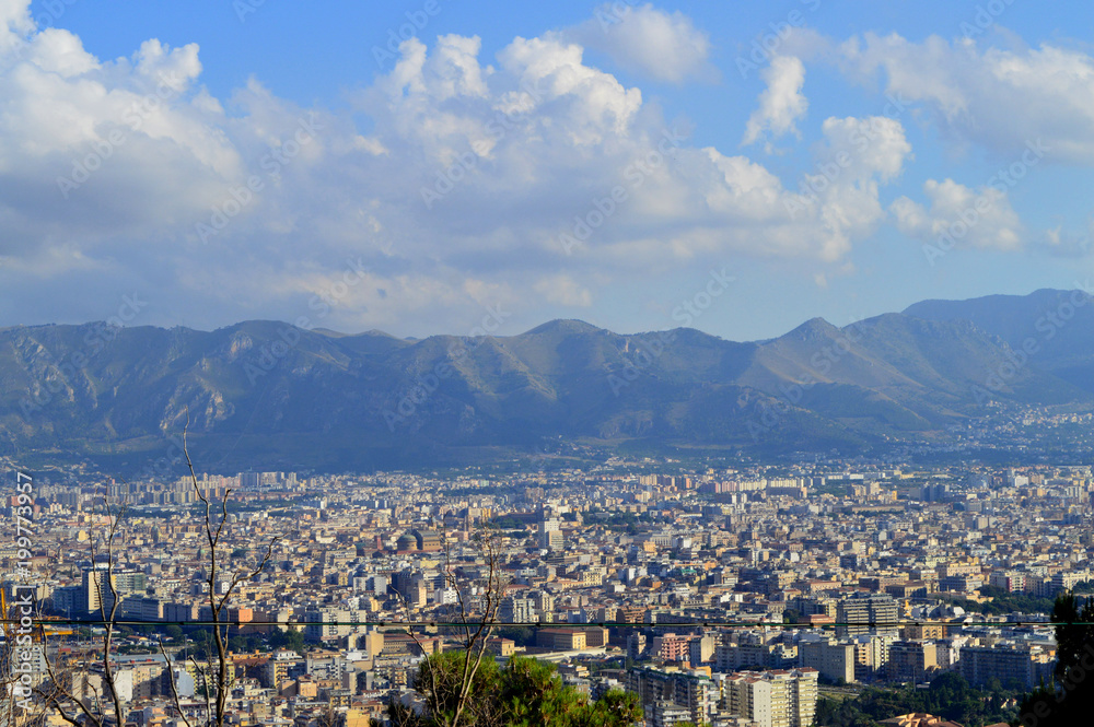 Beautiful View of Palermo from Mount Pellegrino, Sicily, Italy