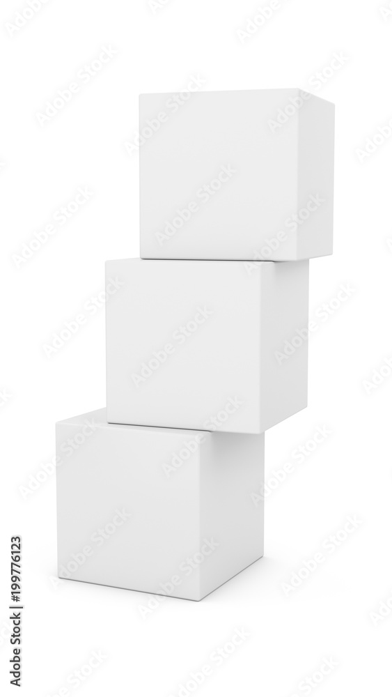 3D Rendering White Boxes on white background 3D Rendering White Boxes on white background