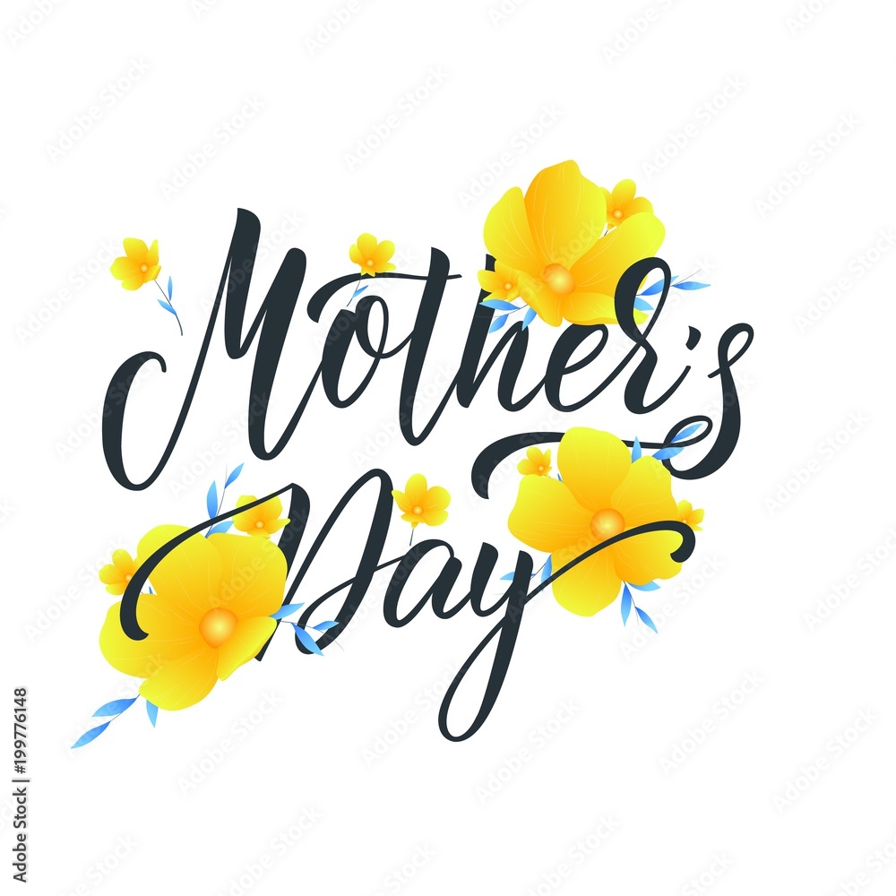 Mothers Day. Mother's Day greeting card with flowers and lettering Mothers Day. Mother's Day greeting card with flowers and lettering