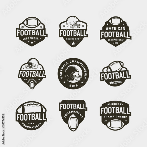 set of american football logos. sport emblems, badges. vector illustration