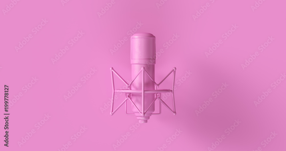 Pink Vintage Microphone 3d illustration	