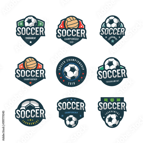 set of football, soccer logos. sport emblems. vector illustration