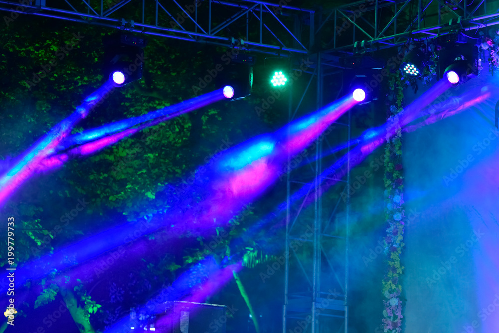 Obraz premium Stage Spotlight Beams against dark black