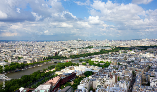 Aerial view on Paris and Sena river from Eiffel tower, Paris, France, June 25, 2013