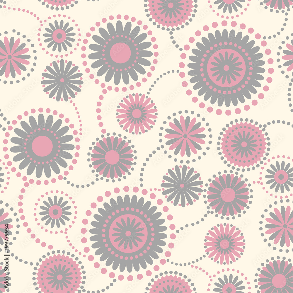 Abstract flowers seamless background. No mesh, gradient, transparency used. Objects grouped and named in English. Abstract flowers seamless background. No mesh, gradient, transparency used. Objects grouped and named in English.