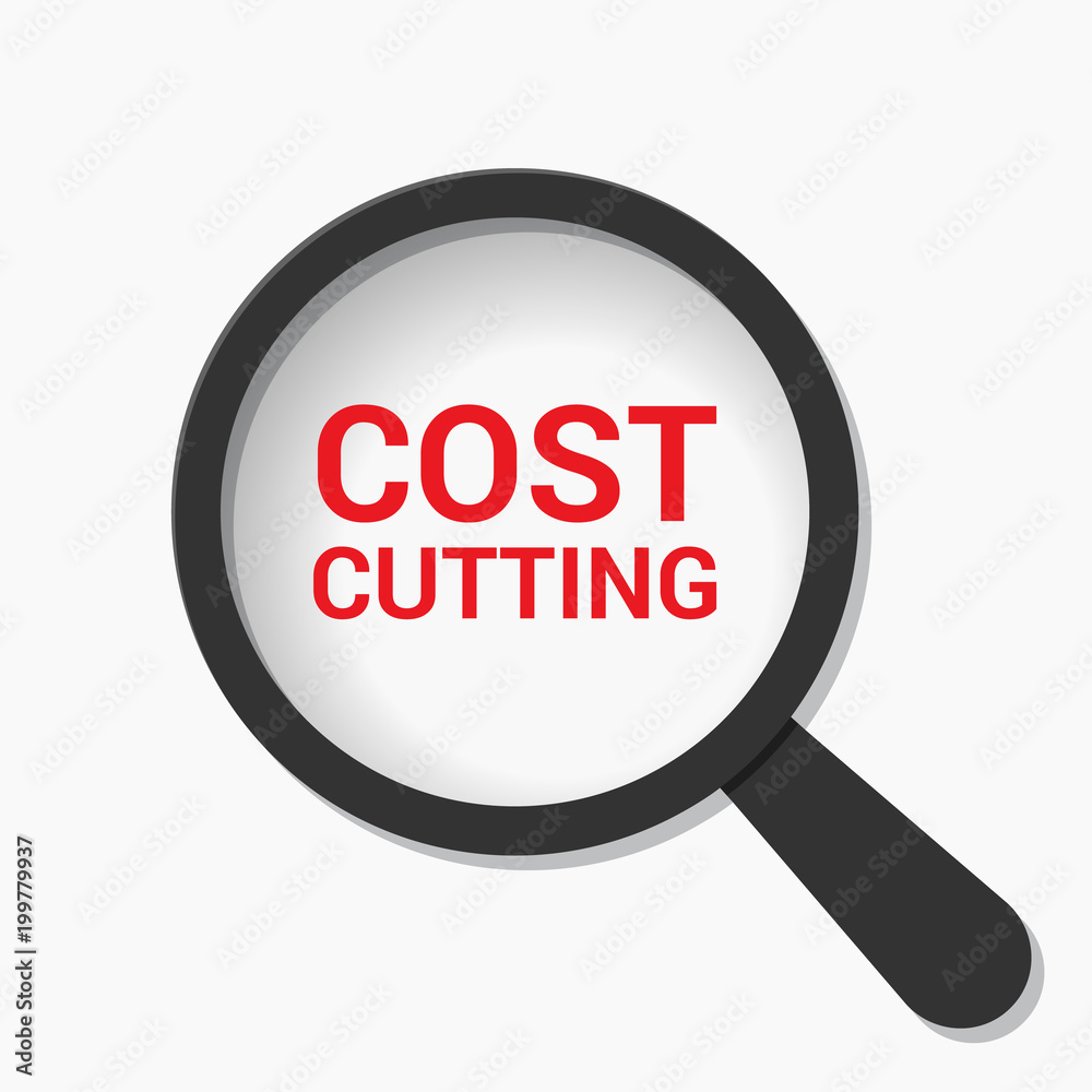 Business Concept: Magnifying Optical Glass With Words Cost Cutting Business Concept: Magnifying Optical Glass With Words Cost Cutting