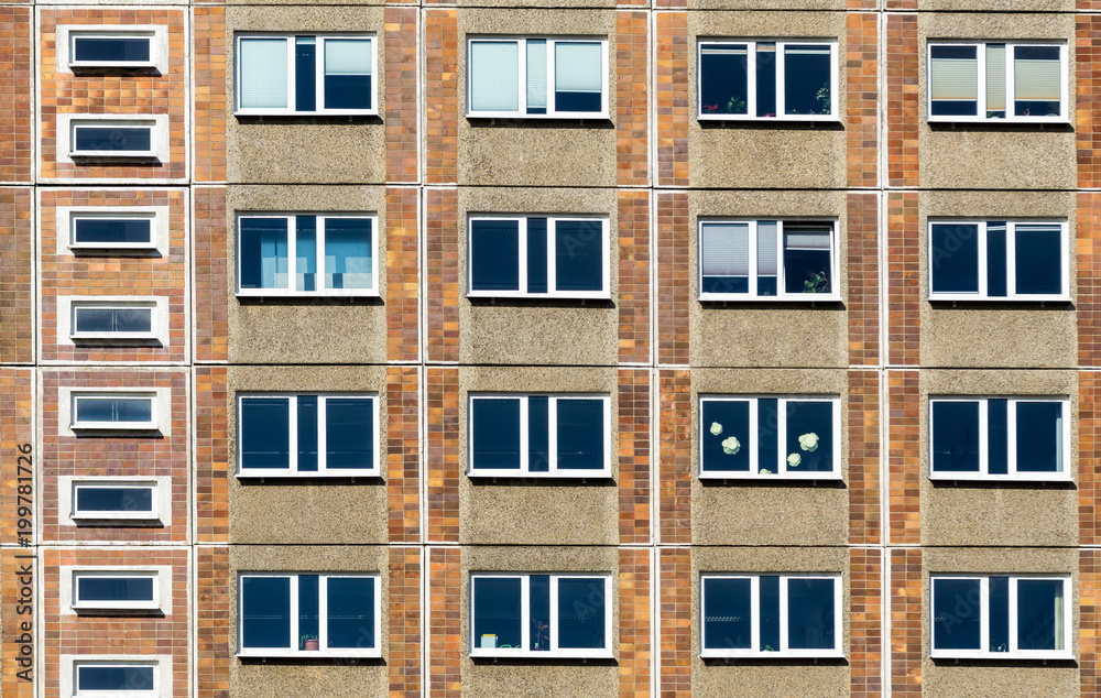 facade of an old skyscraper in rostock - germany