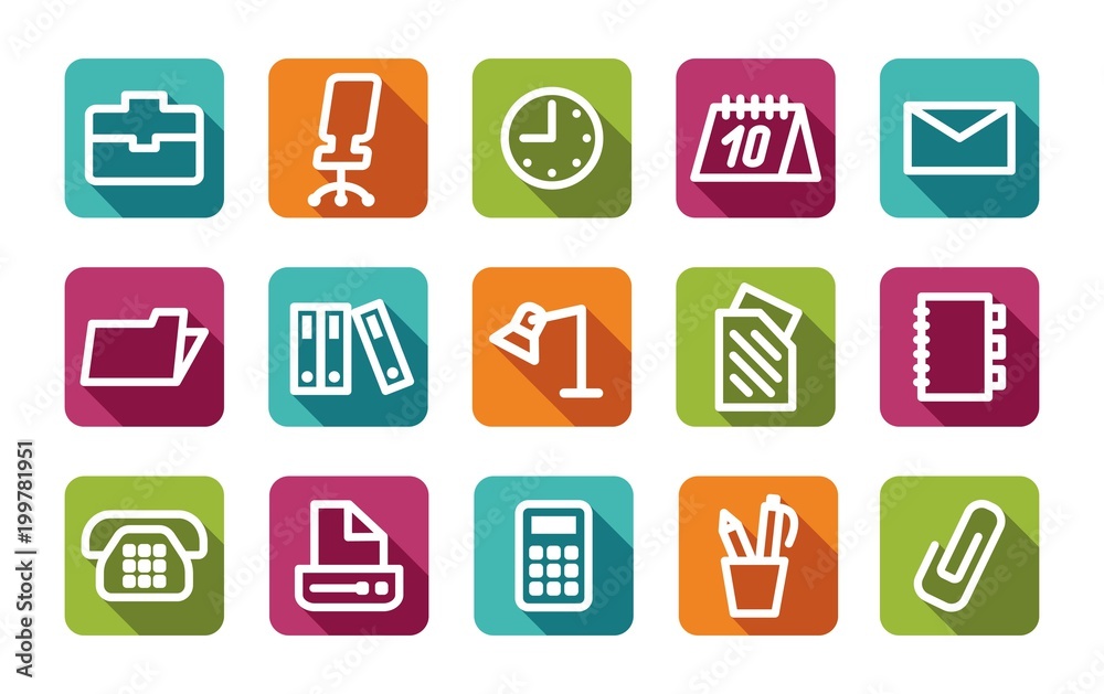 Office and business icons. Vector illustration