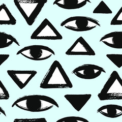 Fototapete Augenmuster Surreale Augen und Pyramiden Muster  © Elena Panevkina