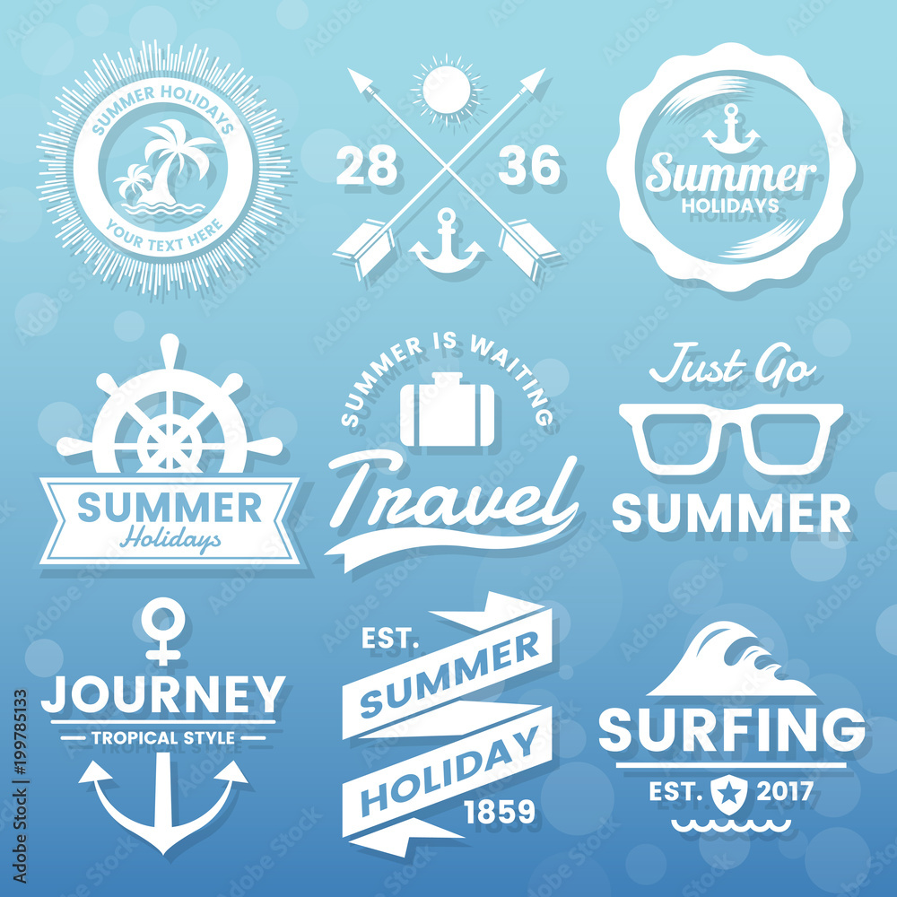 Fototapeta premium Summer Retro Vector Logo for banner
