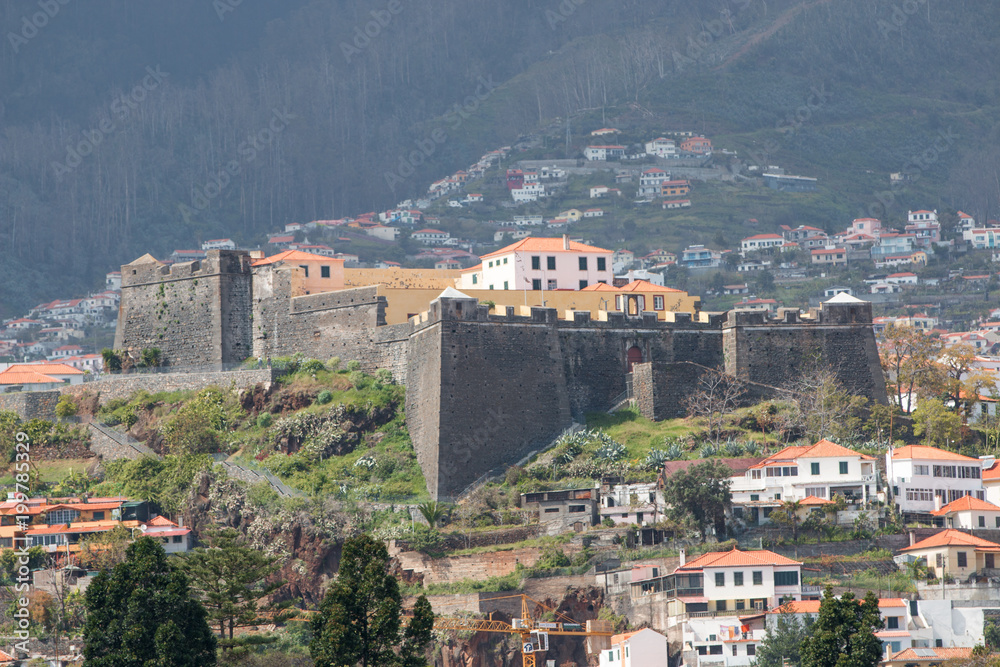 Fortaleza de São João do Pico (Fortaleza do Pico) Funchal harbour Skyline Madeira island Portugal