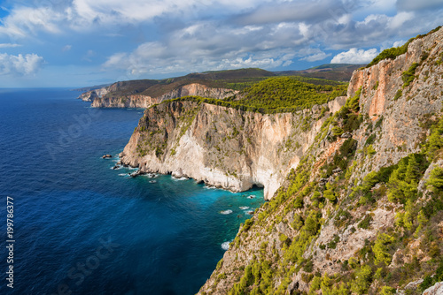 Awesome landscape of Cape Keri on Greek island Zakynthos in the Ionian Sea.