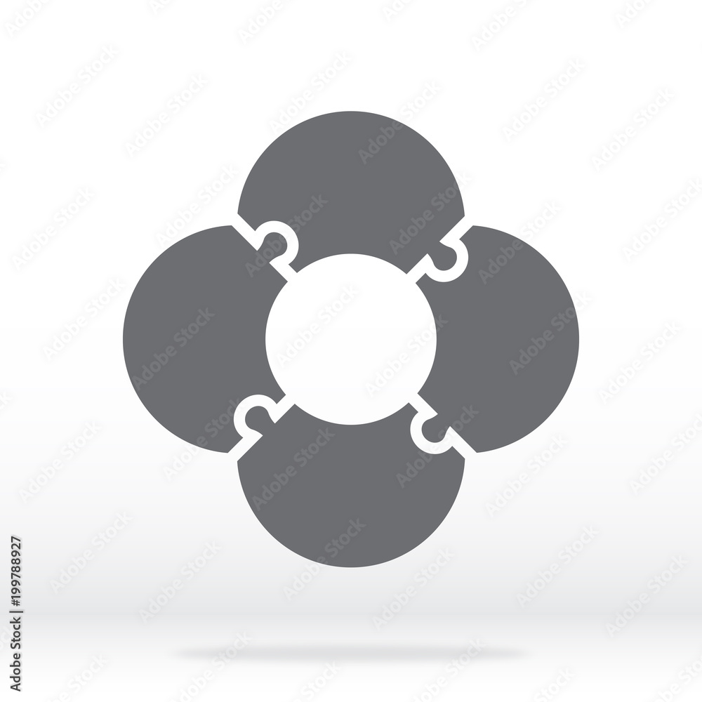 Simple icon flower puzzle in gray. Simple icon flower puzzle of the four elements. Flat design. Vector illustration EPS10. Simple icon flower puzzle in gray. Simple icon flower puzzle of the four elements. Flat design. Vector illustration EPS10.