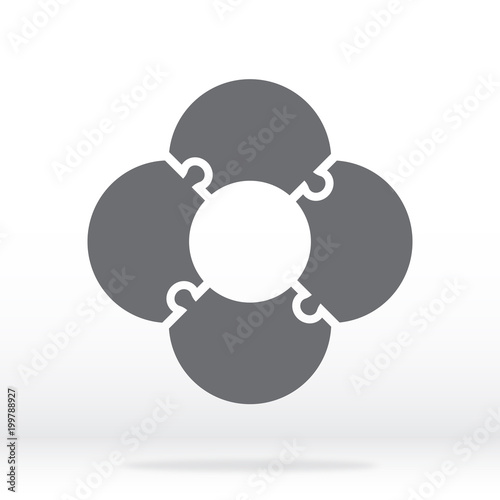 Simple icon flower puzzle in gray. Simple icon flower puzzle of the four elements. Flat design. Vector illustration EPS10.
