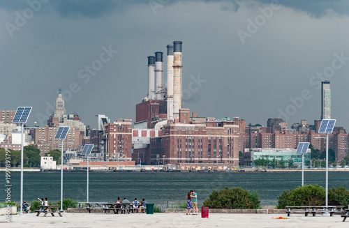 View of Manhattan from East River park in Williamsburg, Brooklyn