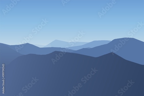 Fototapeta Naklejka Na Ścianę i Meble -  Cold mountain landscape. Foggy day landscape. Vector illustration.
