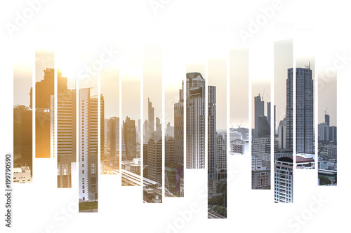 The modern building of Asia Business financial district and commercial in bangkok thailandon on Abstract city view Backgorund