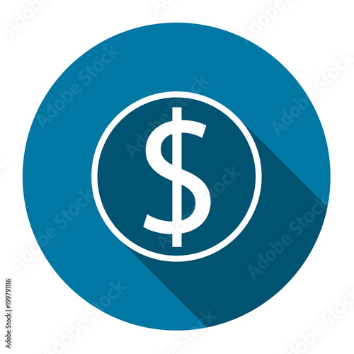 symbol coin dollar with long shadow black,Simple design style.vector illustration