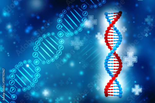 Concept of biochemistry with dna molecule isolated in medical background  3d rendering