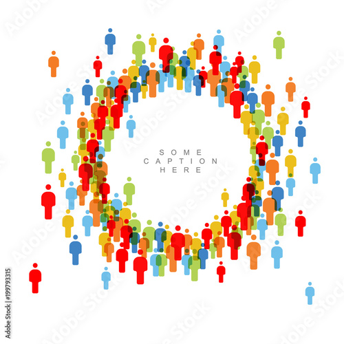 People crowd circle frame template