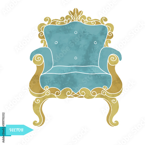 Watercolor vintage armchair, throne