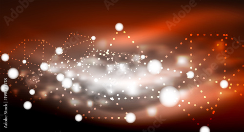 Shiny stars, neon glowing digital connected light dots