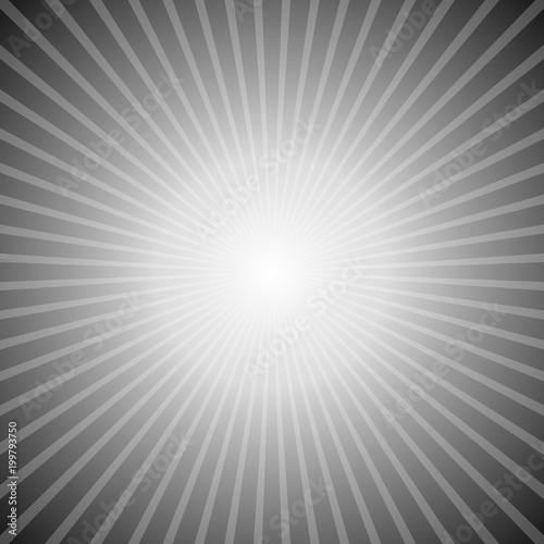 Grey gradient abstract star burst background - retro vector graphic design from radial striped rays