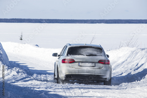 Car ice crossing during the winter season © RobertNyholm
