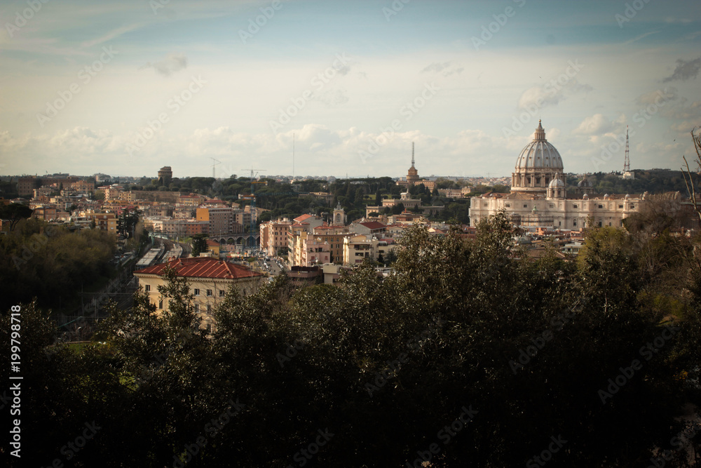 panorama of rome and saint peter