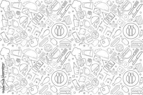 Vector cafe pattern. Cafe seamless background	
